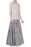Buy_Urvashi Kaur_Grey Organic Handwoven Cotton Top And Skirt Set_at_Aza_Fashions