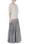 Urvashi Kaur_Grey Organic Handwoven Cotton Top And Skirt Set_Online_at_Aza_Fashions