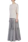 Buy_Urvashi Kaur_Grey Organic Handwoven Cotton Top And Skirt Set_Online_at_Aza_Fashions