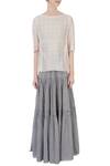 Shop_Urvashi Kaur_Grey Organic Handwoven Cotton Top And Skirt Set_Online_at_Aza_Fashions