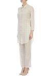 Buy Urvashi Kaur Beige Handwoven Cotton Checks Shirt Collar Gingham Print And Pant Set Online at Aza Fashions Buy_Urvashi Kaur_Beige Handwoven Cotton Checks Shirt Collar Gingham Print And Pant Set _Online_at_Aza_Fashions
