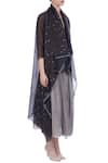 Urvashi Kaur_Grey Organic Handwoven Wool V Neck Asymmetric Jacket And Palazzo Set For Women_Online_at_Aza_Fashions