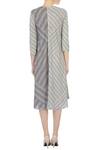 Shop_Urvashi Kaur_Grey Organic Handwoven Cotton Stripes Dress For Women_at_Aza_Fashions