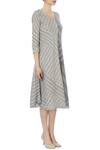 Urvashi Kaur_Grey Organic Handwoven Cotton Stripes Dress For Women_Online_at_Aza_Fashions