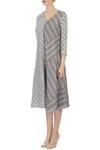 Buy_Urvashi Kaur_Grey Organic Handwoven Cotton Stripes Dress For Women_Online_at_Aza_Fashions