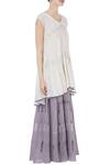 Urvashi Kaur_Grey Cotton Voile Pleated Blouse_Online_at_Aza_Fashions