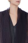 Urvashi Kaur_Grey Handwoven Cotton Stripes Shrug For Women_at_Aza_Fashions