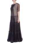 Buy_Urvashi Kaur_Grey Noile Silk Plain Round Ruffle Tiered Gown For Women_Online_at_Aza_Fashions
