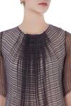 Urvashi Kaur_Grey Noile Silk Plain Round Ruffle Tiered Gown For Women_at_Aza_Fashions