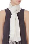 Urvashi Kaur_White Handwoven Cotton Scarf _Online_at_Aza_Fashions