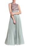 Buy_Vedangi Agarwal_Green Mint Nalki Work Gown _at_Aza_Fashions
