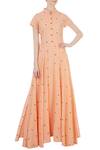 Buy_Sayantan Sarkar_Orange Jamdani Maxi Dress_at_Aza_Fashions