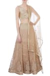 Buy_Rimzim Dadu_Beige Silk, Organza And Chanderi 3d Embroidered Lehenga Set_at_Aza_Fashions