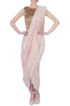 Buy_Rimzim Dadu_Pink Silk Pre-draped Embroidered Dhoti Saree_at_Aza_Fashions