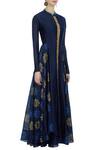 Aksh_Blue Chanderi Jacket With Anarkali _Online_at_Aza_Fashions