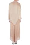 Shop_Neeta Bhargava_Beige Satin Round Asymmetric Cape Tunic  _at_Aza_Fashions