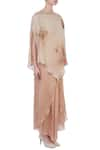 Neeta Bhargava_Beige Satin Asymmetric Cape  _Online_at_Aza_Fashions