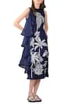 Buy_Sahil Kochhar_Blue Navy Organza Midi Dress  _at_Aza_Fashions