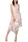 Buy_Sahil Kochhar_Pink Champagne Rose Patchwork Midi Dress For Women_at_Aza_Fashions