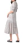 Shop_Sahil Kochhar_Grey Floral Embroidered Cotton Silk Dress For Women_at_Aza_Fashions