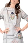 Sahil Kochhar_Grey Floral Embroidered Cotton Silk Dress For Women_Online_at_Aza_Fashions