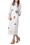 Buy_Sahil Kochhar_Grey Glacier Embroidered Midi Dress  _at_Aza_Fashions