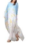 Buy_Sahil Kochhar_Blue Cashmere Applique Maxi Dress For Women_at_Aza_Fashions