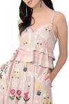 Shop_Sahil Kochhar_Pink Champagne Rose Embroidered Dress_at_Aza_Fashions