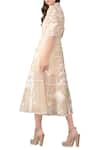Shop_Sahil Kochhar_Beige Patch Work Midi Dress For Women_at_Aza_Fashions