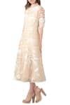 Sahil Kochhar_Beige Patch Work Midi Dress For Women_Online_at_Aza_Fashions