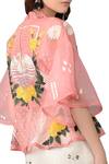 Shop_Sahil Kochhar_Pink Organza Embroidered Floral Motifs Jewel Neck And Quilted Skirt Set  _at_Aza_Fashions