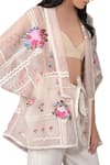 Sahil Kochhar_Beige Champagne Rose 3d Cut Embroidered Jacket  _Online_at_Aza_Fashions