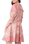 Shop_Sahil Kochhar_Pink Old Rose Embroidered Skater Dress  _at_Aza_Fashions