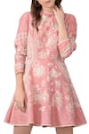 Sahil Kochhar_Pink Old Rose Embroidered Skater Dress  _Online_at_Aza_Fashions