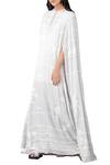 Buy_Sahil Kochhar_Grey Drill Stripe Applique Floral Round Neck Kaftan  _at_Aza_Fashions
