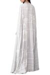 Shop_Sahil Kochhar_Grey Drill Stripe Applique Floral Round Neck Kaftan  _at_Aza_Fashions