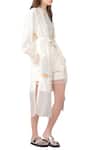 Shop_Sahil Kochhar_Off White Ivory Embellished Jacket With Belt For Women_at_Aza_Fashions
