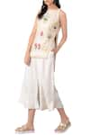 Buy_Sahil Kochhar_Beige Square Neck Linen Embroidered Top For Women_at_Aza_Fashions