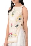 Shop_Sahil Kochhar_Beige Square Neck Linen Embroidered Top For Women_at_Aza_Fashions