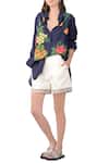 Buy_Sahil Kochhar_Blue Modal Embroidered Floral Shirt Collar  _at_Aza_Fashions