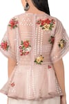 Shop_Sahil Kochhar_Pink Bateau Organza Embroidered Top For Women_at_Aza_Fashions