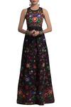 Buy_Payal Jain_Black Tafetta Round Embroidered Gown For Women_at_Aza_Fashions