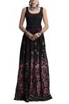 Buy_Payal Jain_Black Tafetta Round Embroidered Gown For Women_at_Aza_Fashions