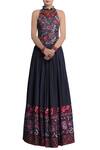 Buy_Payal Jain_Blue Textured Cotton Embroidered Floral Skirt For Women_at_Aza_Fashions
