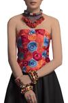 Payal Jain_Black Silk Corset And Neoprene Skirt Set_Online_at_Aza_Fashions