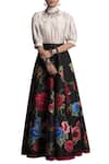 Buy_Payal Jain_Black Neoprene Printed Floral Skirt For Women_at_Aza_Fashions