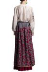 Shop_Payal Jain_White Cotton Embroidered Gingham Checks Notched Skirt Set_at_Aza_Fashions