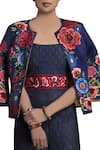 Payal Jain_Blue Cotton Embroidered Floral Jumpsuit With Printed Jacket_Online_at_Aza_Fashions