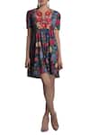 Buy_Payal Jain_Multi Color Jersey Printed Floral Notched Tunic For Women_at_Aza_Fashions