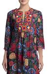 Shop_Payal Jain_Blue Georgette Printed Floral Notched Tunic_at_Aza_Fashions